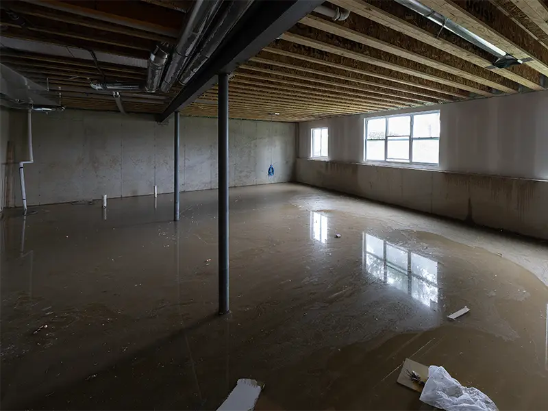 Flooded basement in need of water extraction services